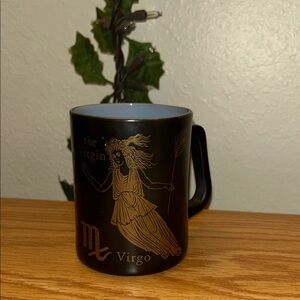 Virgo Ceramic Mug in Black with Gold Zodiac Artwork